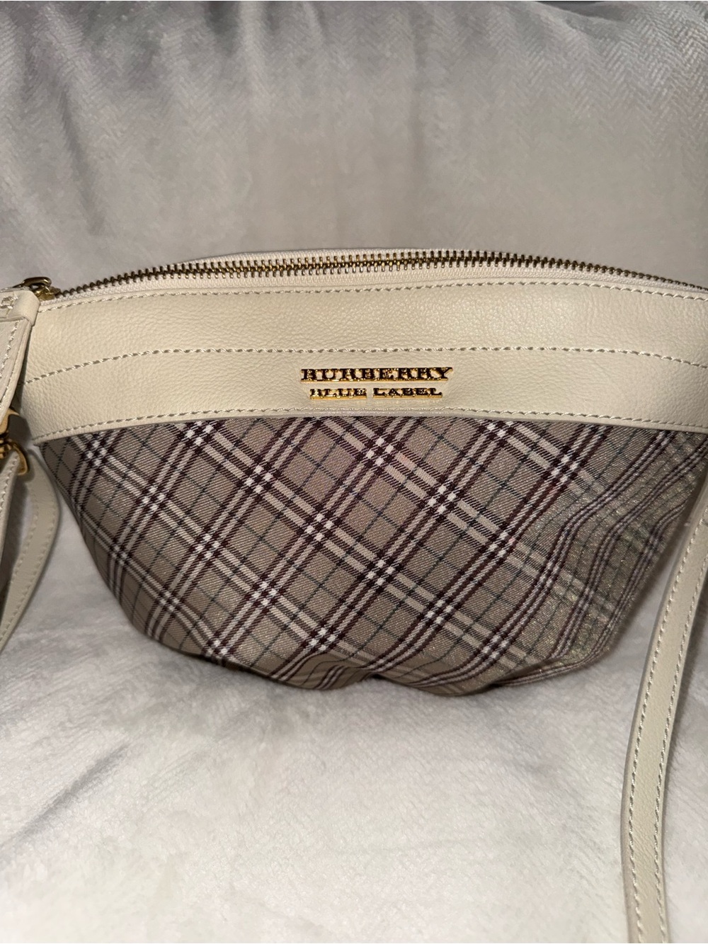 Burberry Blue Label check pattern canvas and leather shoulder bag